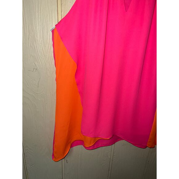 Worthington Top Womens Large Sleeveless Tank Blouse Pink Orange Swing Goddess - Picture 4 of 9